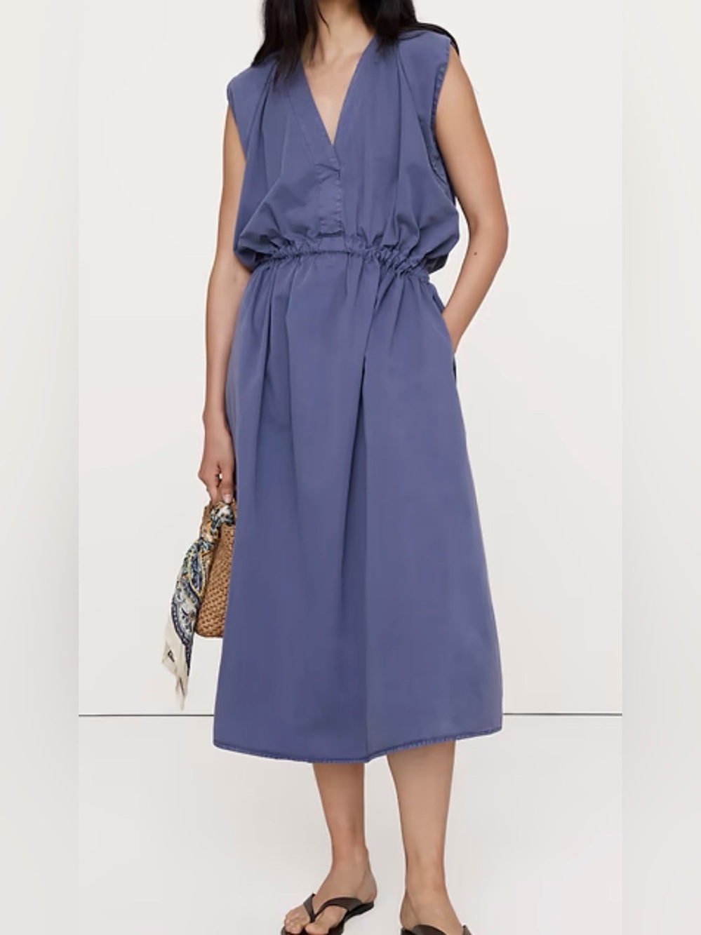 Banana Republic Sleeveless V-Neck Midi Dress in Slate Blue